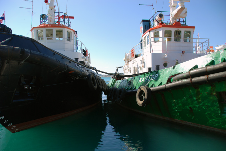 tugboats in the harbor